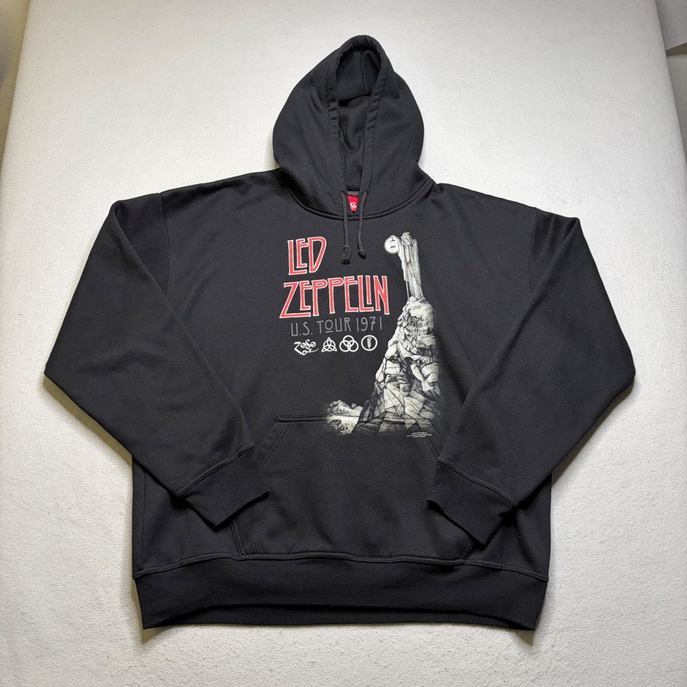Bravado Led Zeppelin Hoodie Mens XXL Black 1971 US Tour Hermit Graphic Y2K Rock